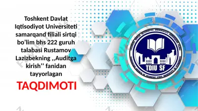 auditorlik faoliyatini sertifikatlash tartibi — PPTX