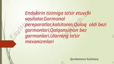 endokrin tizimiga ta’sir etuvchi vositalar — PPTX