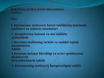 korxonalarning moliyaviy holatining tahlili — PPTX