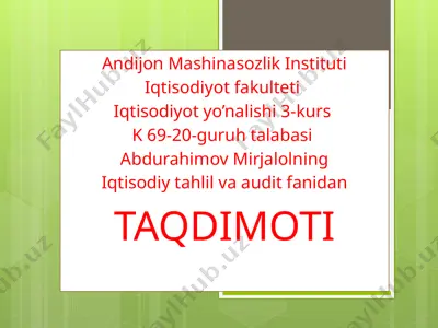 iqtisodiy tahlilning asosiy prinsiplari — PPTX