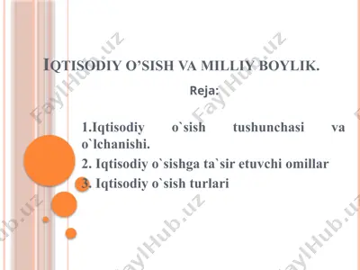 iqtisodiy o’sish va milliy boylik — PPTX