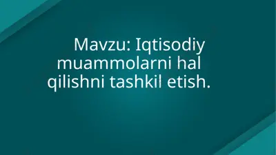 iqtisodiy muammolarni hal qilishni tashkil etish — PPTX