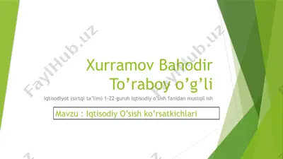 iqtisodiy o'sish ko'rsatkichlari — PPTX