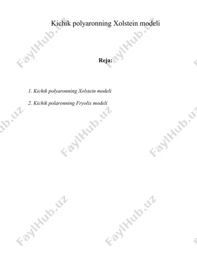 kichik polyaronning xolstein modeli — DOC