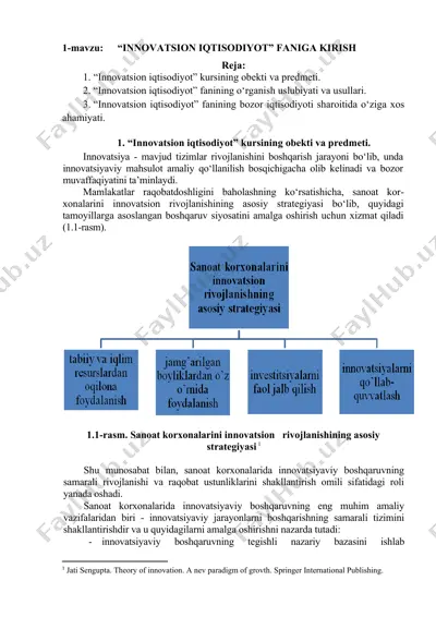 innovatsion iqtisodiyot kursi — DOCX