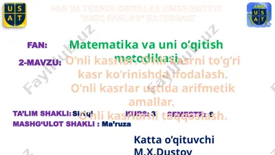 matematika va uni o’qitish metodikasi — PPTX