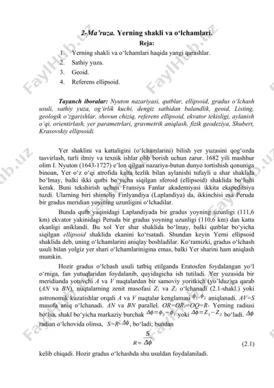 yerning shakli va o‘lchamlari — DOCX