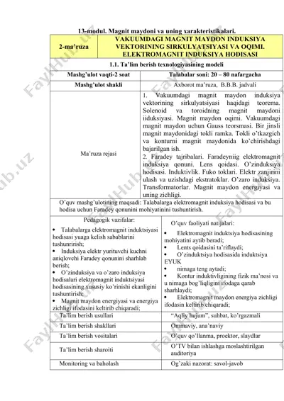 solenoid maydonining magnit induksiyasi — DOCX