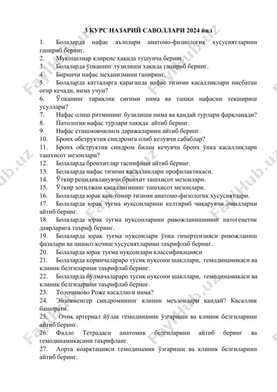 3 kurs nazariy savollari 2024 yil — DOCX
