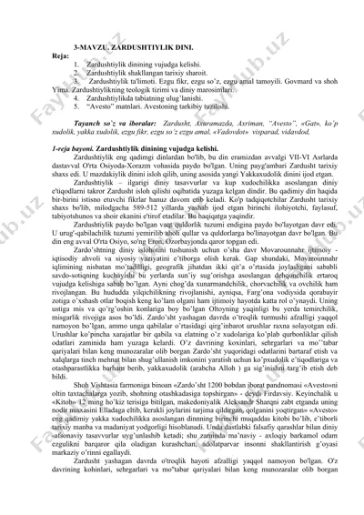 zardushtiylik dinining vujudga kelishi — DOCX