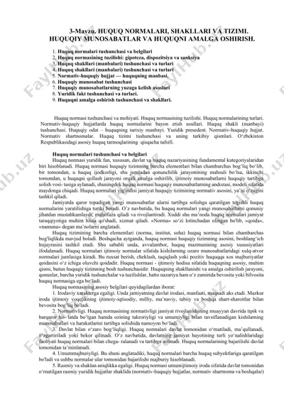 huquq normalari, shakllari va tizimi — DOCX