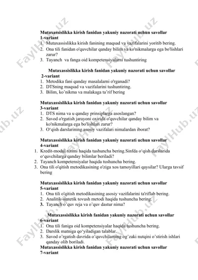 kredit-modul tizimi haqida tushuncha — DOCX