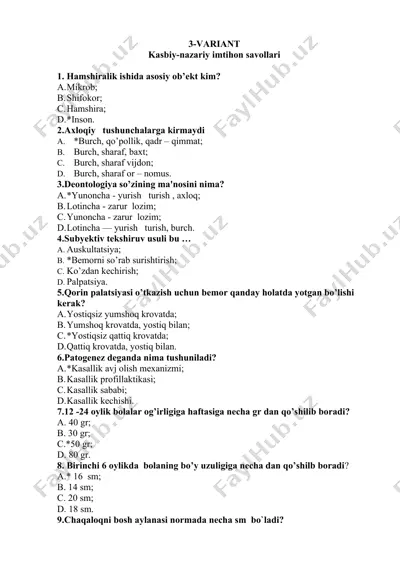 kasbiy-nazariy imtihon savollari — DOCX