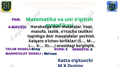 matematika va uni o’qitish metodikasi — PPTX