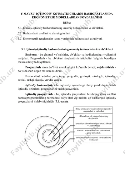 iqtisodiy ko’rsatkichlarni bashoratlashda ekonometrik modellardan foydalanish — DOCX