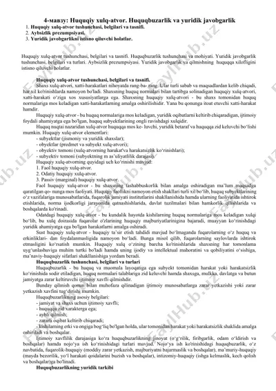 huquqiy xulq-atvor. huquqbuzarlik va yuridik javobgarlik — DOCX