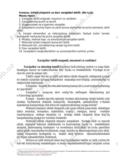 ishlab chiqarish va davr xarajatlari tahlili — PDF