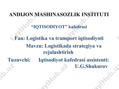 logistikada strategiya va rejalashtirish — PPT