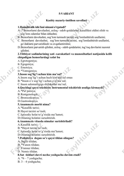 kasbiy nazariy-imtihon savollari — DOCX