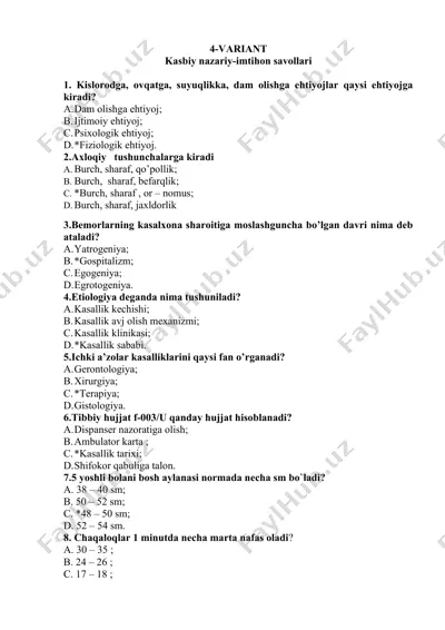 kasbiy nazariy-imtihon savollari — DOCX