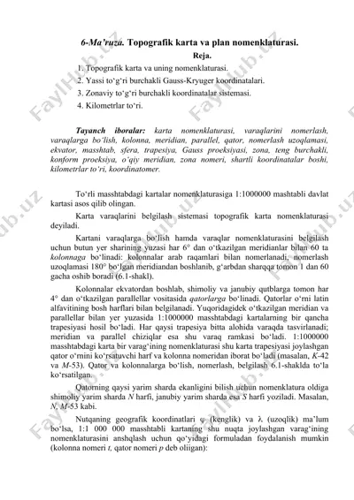 topografik karta va plan nomenklaturasi — DOCX