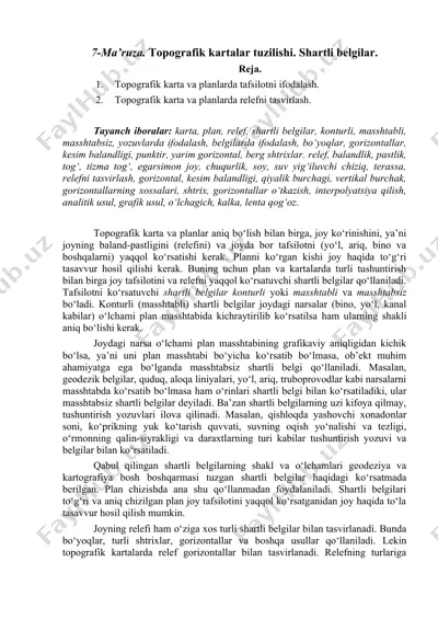 topografik kartalar tuzilishi — DOCX