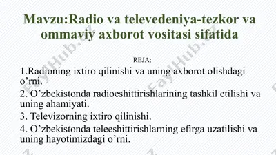 radio va televideniya-tezkor va ommaviy axborot vositasi sifatida — PPTX