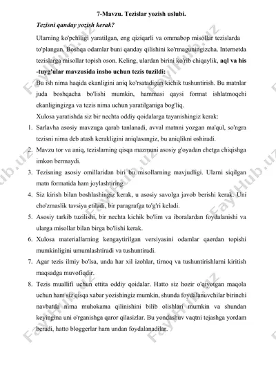 tezislar yozish uslubi — DOCX