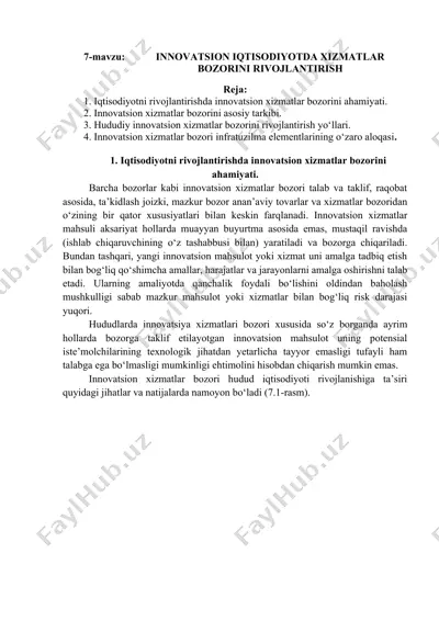innovatsion xizmatlar bozori rivojlantirishi — DOCX
