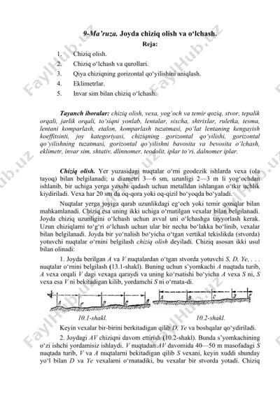 ma'ruza. joyda chiziq olish va o‘lchash — DOCX