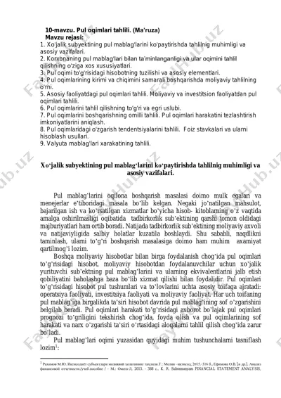 pul oqimlari tahlili — PDF