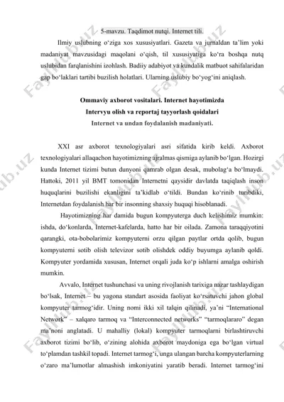 taqdimot nutqi. internet tili. — DOCX