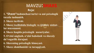 shaxs psixologiyasi — PPTX
