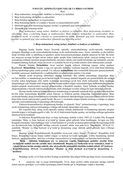 qimmatli qog‘ozlar va birja savdosi — DOCX