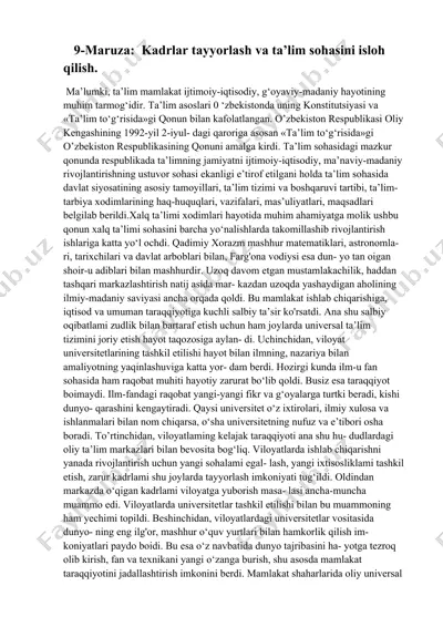 ta’lim sohasi va kadrlar tayyorlash — DOCX