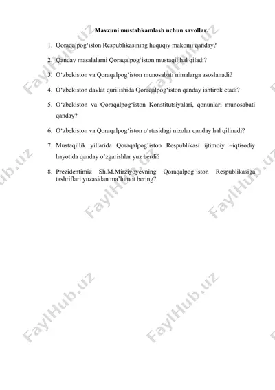 o‘zbekiston va qoraqalpog‘iston munosabatlari — DOCX