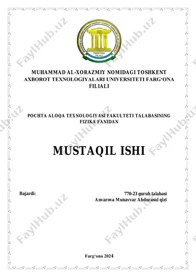 fizika fanidan mustaqil ish — PDF