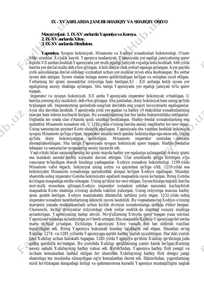 ix - xv asrlarda janubi-sharqiy va sharqiy osiyo — PDF