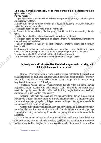 korxonalar iqtisodiy nochorligi (bankrotligi)ni baholash va tahlil qilish — PDF