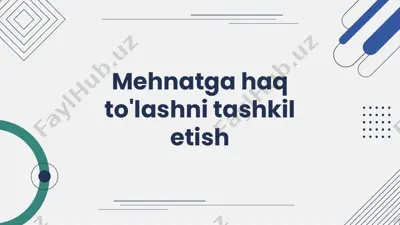 mehnatga haq to'lashni tashkil etish — PPTX