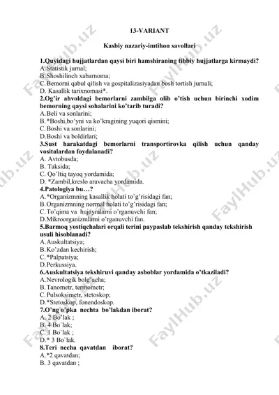 kasbiy nazariy-imtihon savollari — DOCX