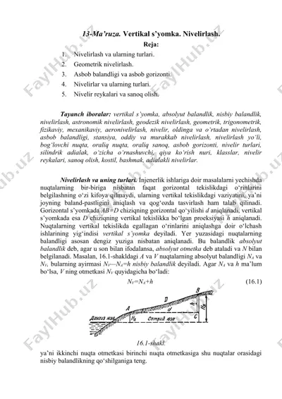 nivelirlash va ularning turlari — DOCX