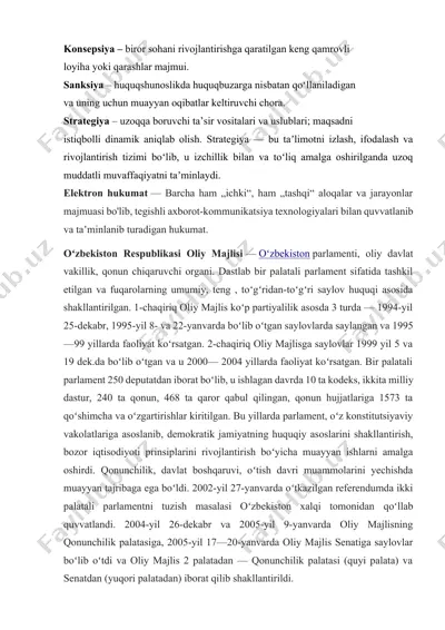 konsepsiya, sanksiya, strategiya, elektron hukumat, oʻzbekiston respublikasi oliy majlisi — DOCX