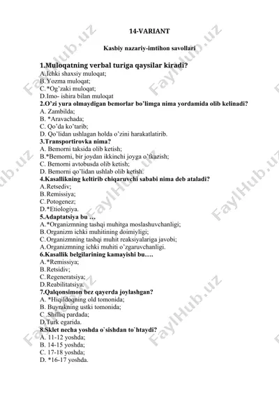 kasbiy nazariy-imtihon savollari — DOCX