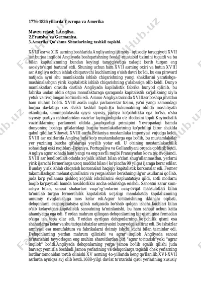 xviii va xix asr yevropa va amerika tarixi — PDF