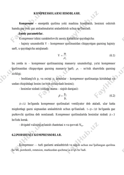 kompressorli hisoblash — PDF