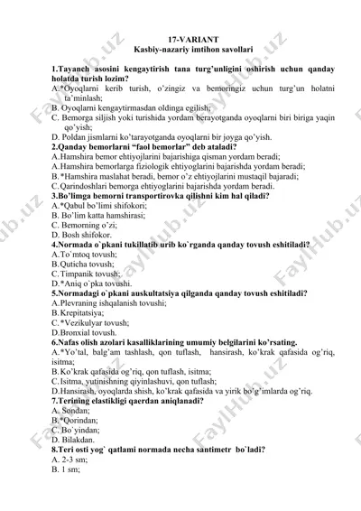 kasbiy-nazariy imtihon savollari — DOCX