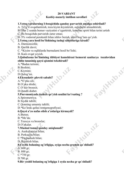kasbiy-nazariy imtihon savollari — DOCX