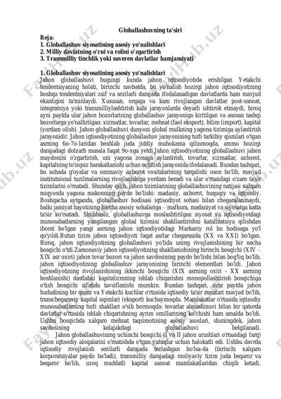 globallashuvning ta'siri — PDF