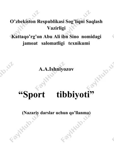 sport tibbiyoti (nazariy darslar uchun qo’llanma) — DOCX